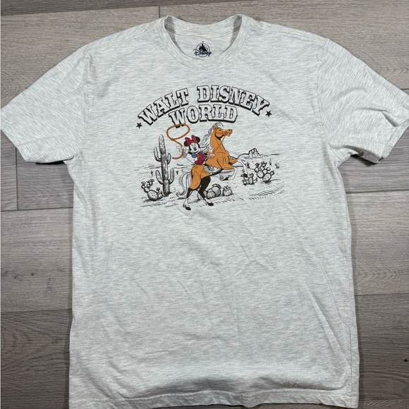 Disney COWBOY MINNIE ON A HORSE TEE medium grey adult women Walt Disney world - Picture 1 of 3